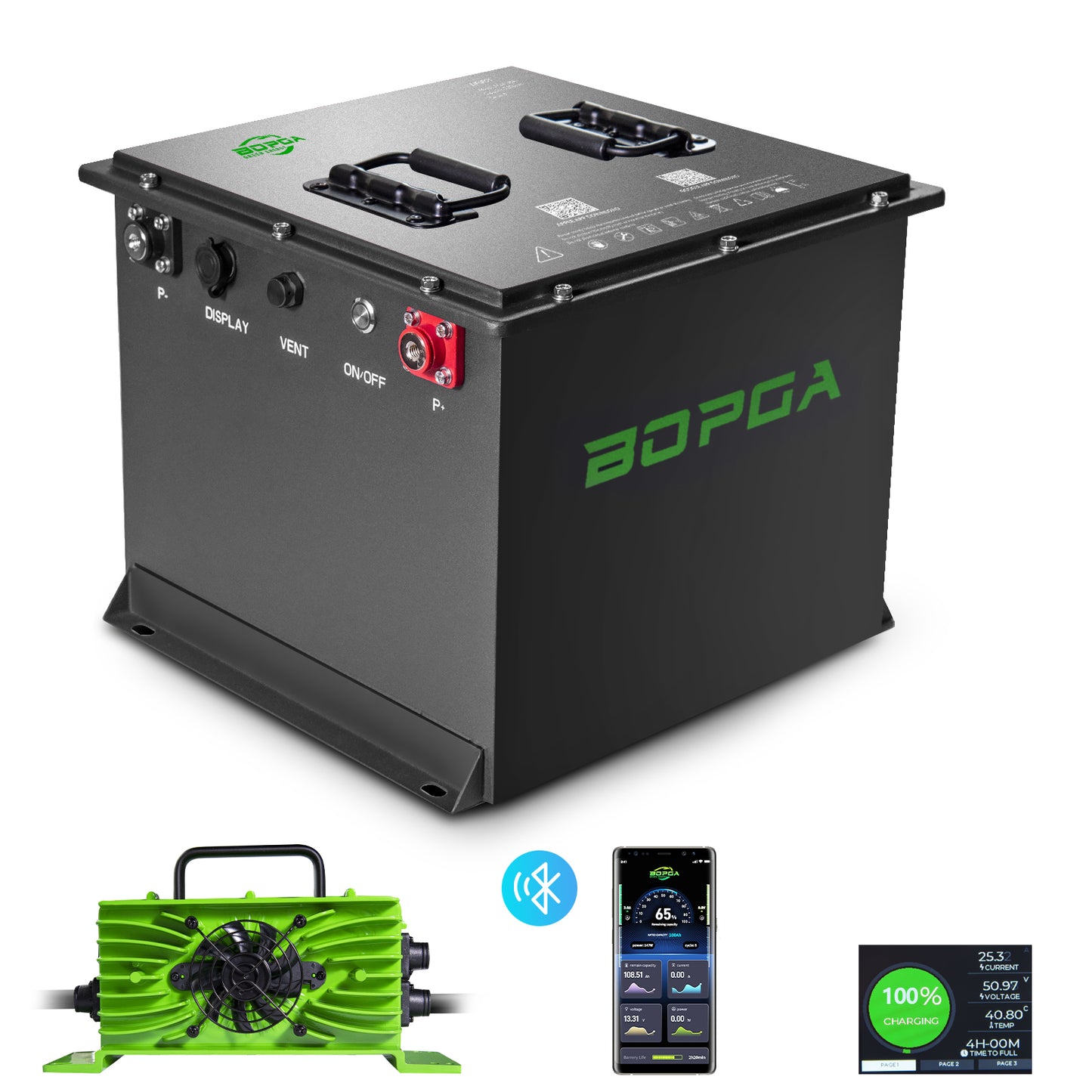 【EV-Grade】36V 105Ah Golf Cart Lithium Battery with Smart Charger - Universal Fit for Club Car/Yamaha/EZGO, Iron Enclosure & 150A BMS, 50-Mile Range, 5-Year Warranty (USA Stock)